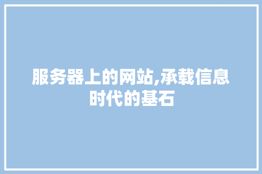 服务器上的网站,承载信息时代的基石