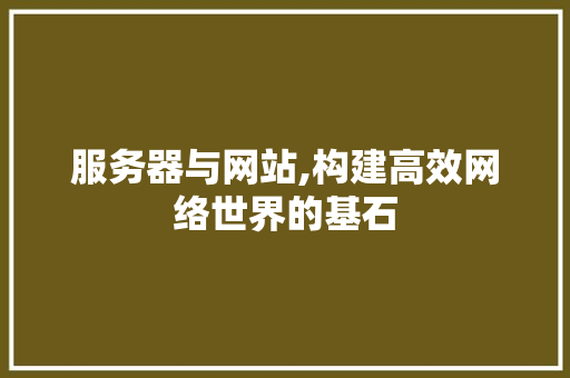 服务器与网站,构建高效网络世界的基石