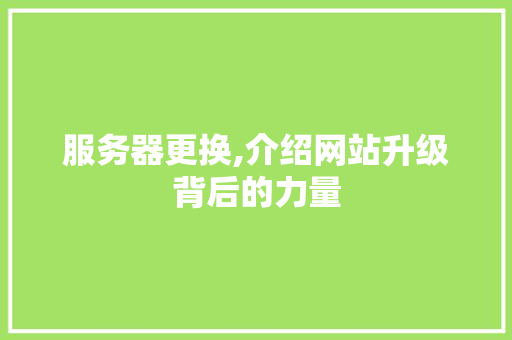 服务器更换,介绍网站升级背后的力量 服务器更换,介绍网站升级背后的力量 SEO关键词