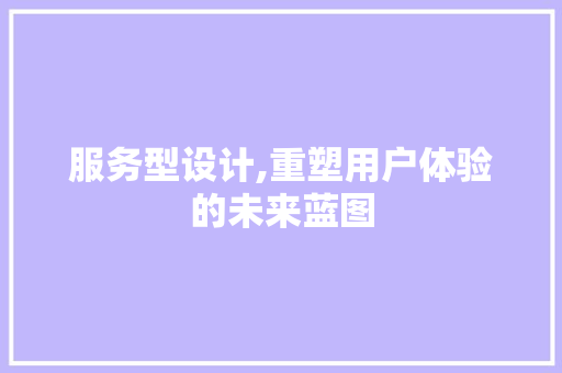 服务型设计,重塑用户体验的未来蓝图