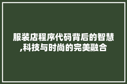 服装店程序代码背后的智慧,科技与时尚的完美融合