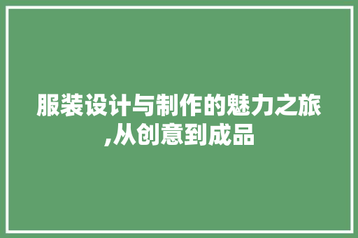 服装设计与制作的魅力之旅,从创意到成品