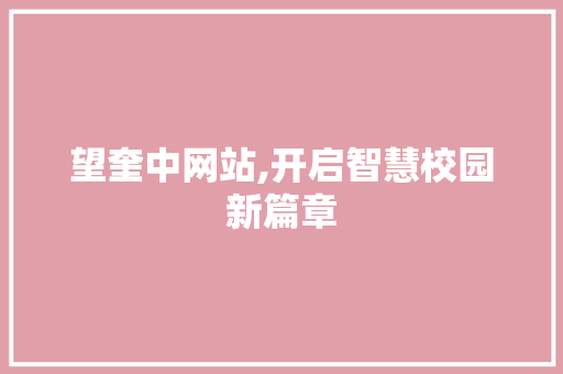 望奎中网站,开启智慧校园新篇章