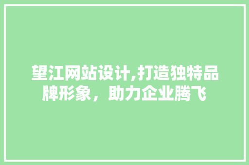 望江网站设计,打造独特品牌形象，助力企业腾飞