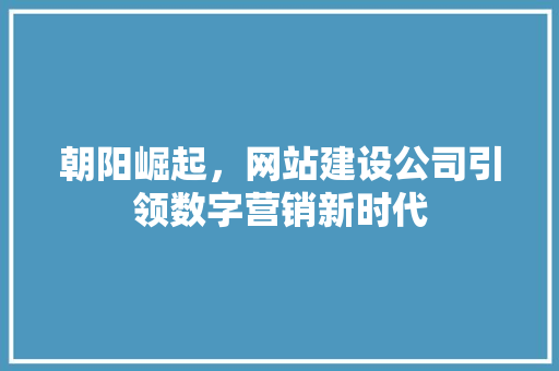 朝阳崛起，网站建设公司引领数字营销新时代