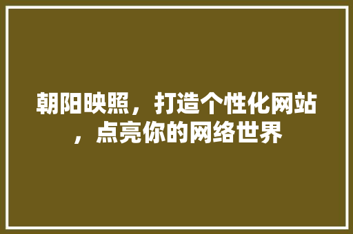 朝阳映照，打造个性化网站，点亮你的网络世界