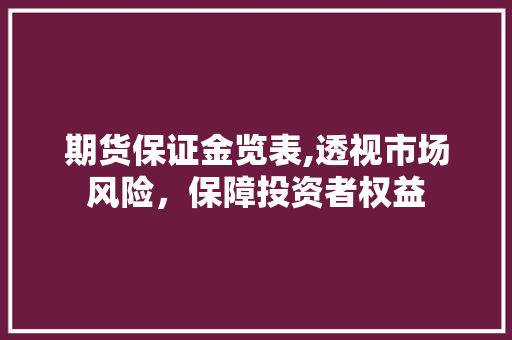 期货保证金览表,透视市场风险，保障投资者权益 期货保证金览表,透视市场风险，保障投资者权益 搜狗SEO