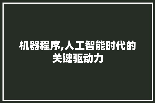 机器程序,人工智能时代的关键驱动力