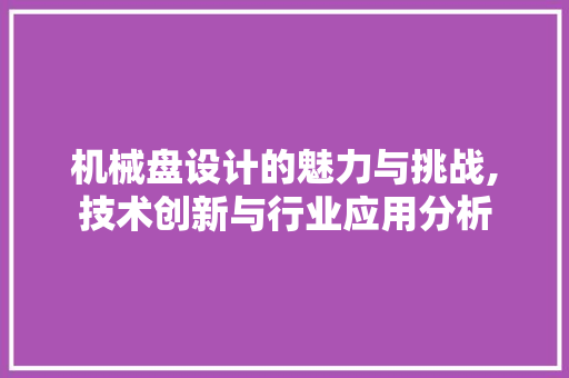 机械盘设计的魅力与挑战,技术创新与行业应用分析