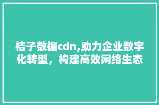 桔子数据cdn,助力企业数字化转型，构建高效网络生态