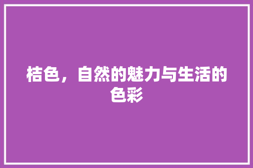 桔色，自然的魅力与生活的色彩