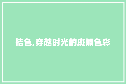 桔色,穿越时光的斑斓色彩