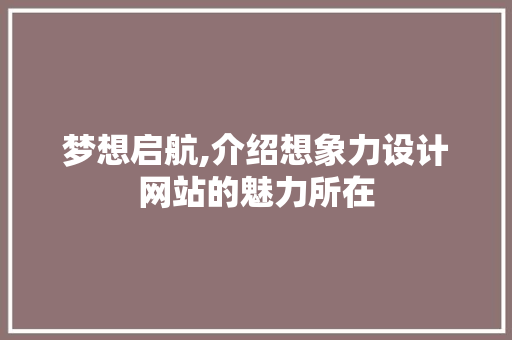 梦想启航,介绍想象力设计网站的魅力所在