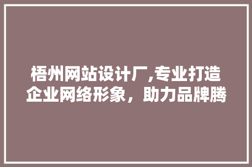 梧州网站设计厂,专业打造企业网络形象，助力品牌腾飞