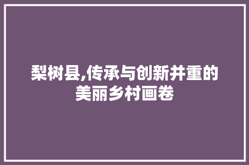 梨树县,传承与创新并重的美丽乡村画卷