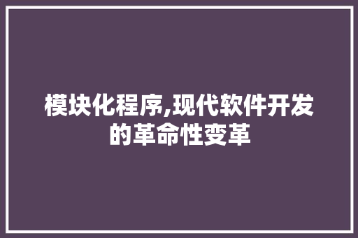 模块化程序,现代软件开发的革命性变革