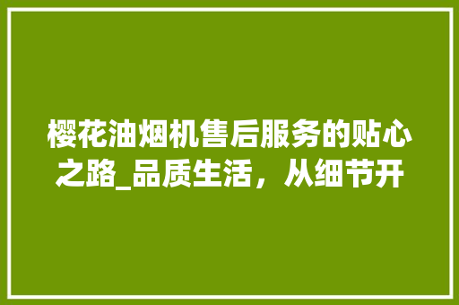 樱花油烟机售后服务的贴心之路_品质生活，从细节开始