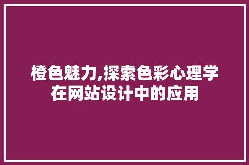 橙色魅力,探索色彩心理学在网站设计中的应用