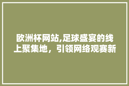 欧洲杯网站,足球盛宴的线上聚集地，引领网络观赛新风尚