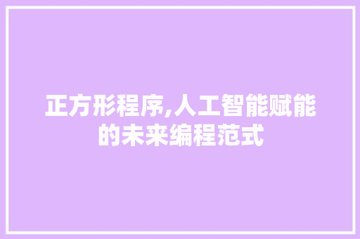 正方形程序,人工智能赋能的未来编程范式