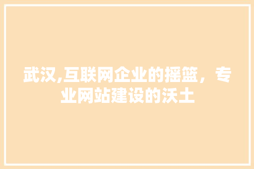 武汉,互联网企业的摇篮，专业网站建设的沃土