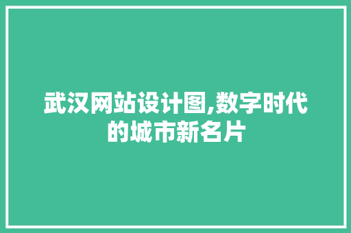 武汉网站设计图,数字时代的城市新名片