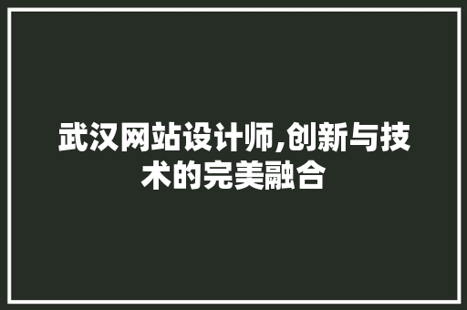 武汉网站设计师,创新与技术的完美融合 武汉网站设计师,创新与技术的完美融合 网站建设公司