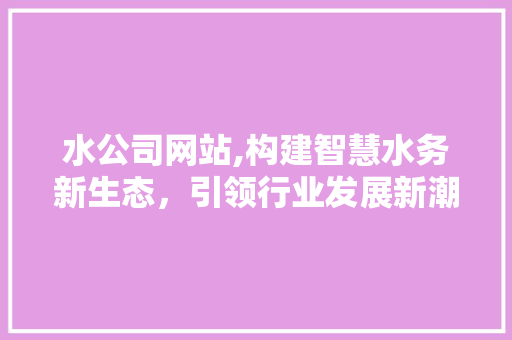 水公司网站,构建智慧水务新生态，引领行业发展新潮流