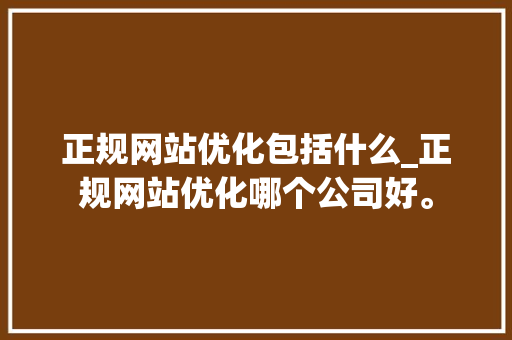 正规网站优化包括什么_正规网站优化哪个公司好。