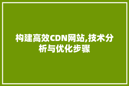 构建高效CDN网站,技术分析与优化步骤