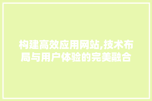 构建高效应用网站,技术布局与用户体验的完美融合