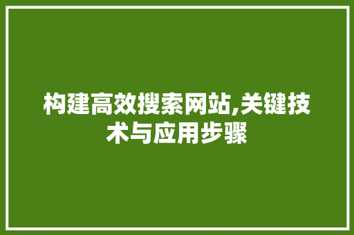 构建高效搜索网站,关键技术与应用步骤