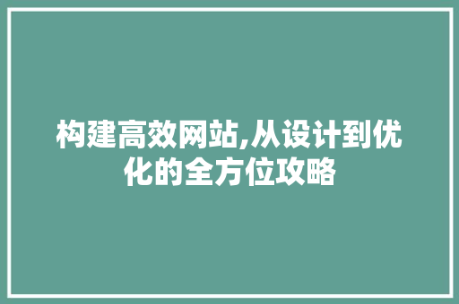 构建高效网站,从设计到优化的全方位攻略