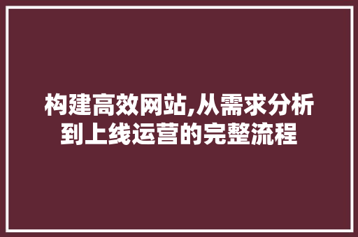 构建高效网站,从需求分析到上线运营的完整流程