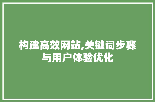 构建高效网站,关键词步骤与用户体验优化