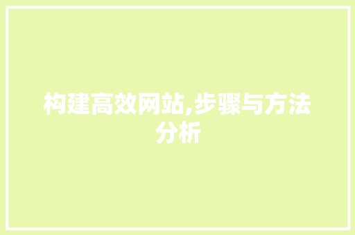 构建高效网站,步骤与方法分析