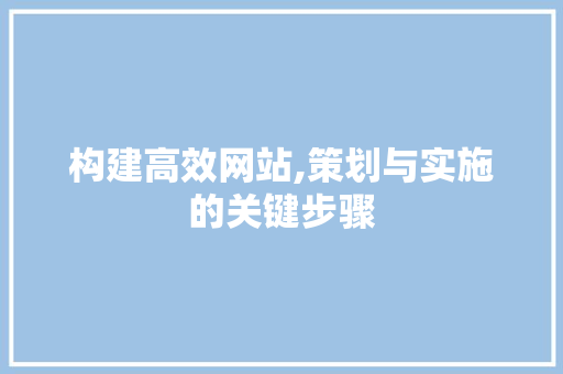 构建高效网站,策划与实施的关键步骤