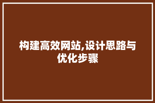 构建高效网站,设计思路与优化步骤