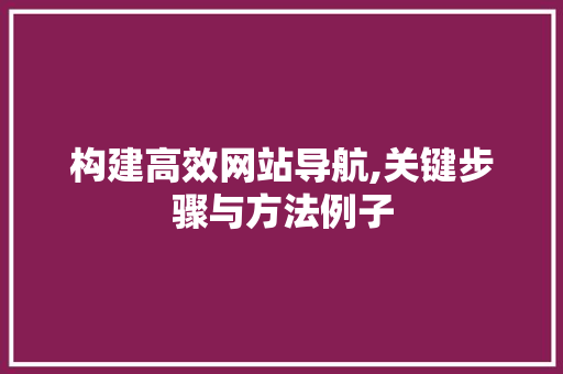 构建高效网站导航,关键步骤与方法例子 构建高效网站导航,关键步骤与方法例子 神马SEO