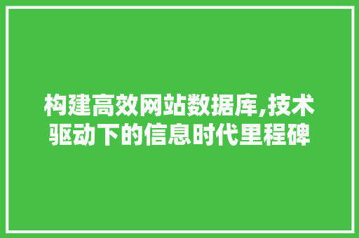 构建高效网站数据库,技术驱动下的信息时代里程碑