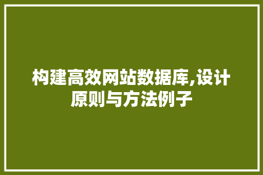 构建高效网站数据库,设计原则与方法例子