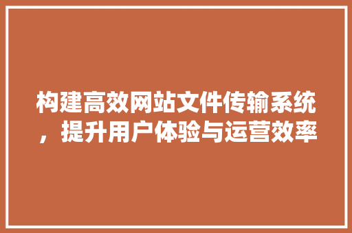 构建高效网站文件传输系统，提升用户体验与运营效率