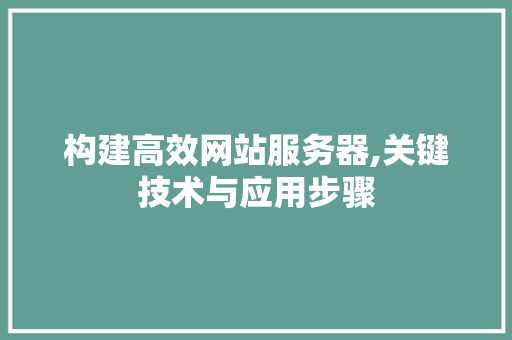 构建高效网站服务器,关键技术与应用步骤 构建高效网站服务器,关键技术与应用步骤 必应SEO