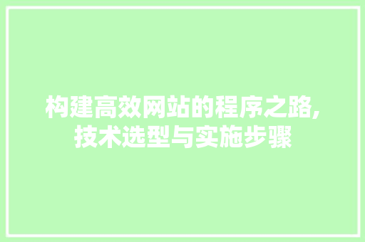 构建高效网站的程序之路,技术选型与实施步骤