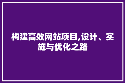 构建高效网站项目,设计、实施与优化之路