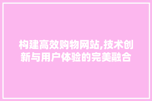 构建高效购物网站,技术创新与用户体验的完美融合 构建高效购物网站,技术创新与用户体验的完美融合 网站建设公司