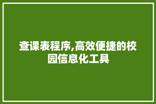 查课表程序,高效便捷的校园信息化工具