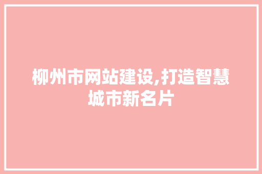 柳州市网站建设,打造智慧城市新名片