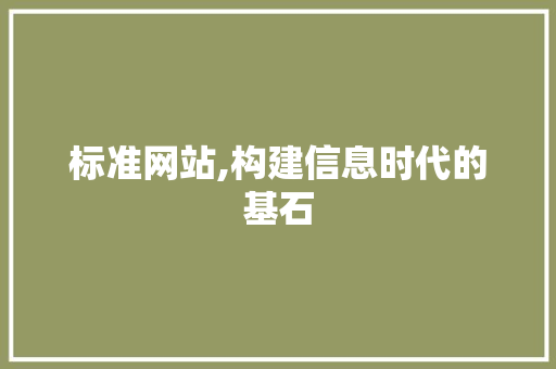 标准网站,构建信息时代的基石