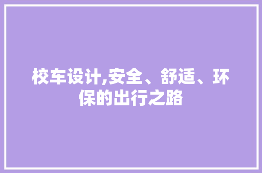 校车设计,安全、舒适、环保的出行之路